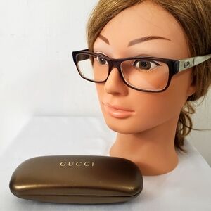 Gucci Women's Eyeglasses GG 3133 MH5 Brown Rectangular Frame Italy 135 With Case